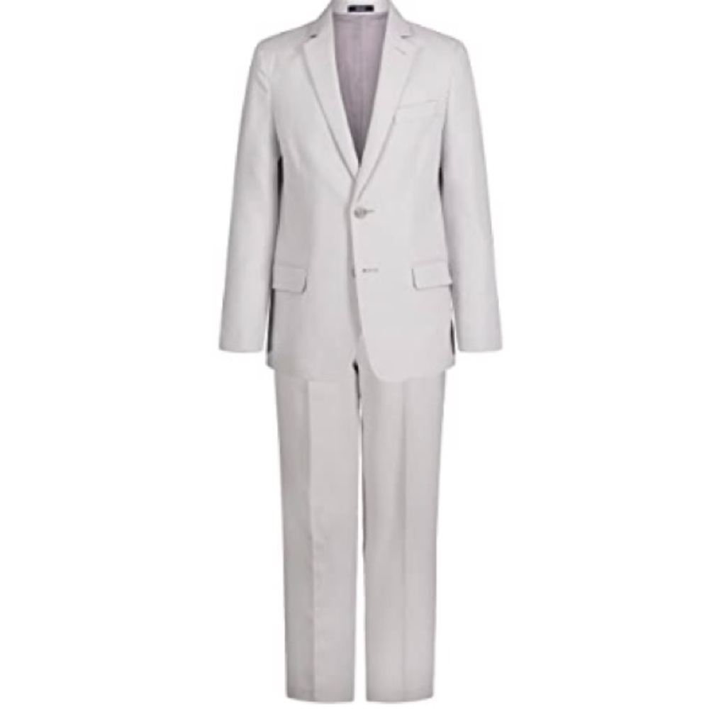 Nautica Big Boys Pindot 2 Piece Suit Set Light Grey, boy suit top and bottom 16 - Picture 6 of 12
